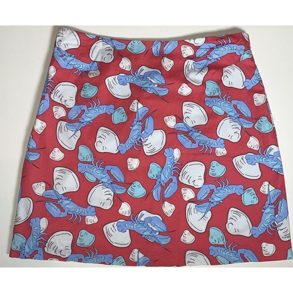 Vineyard Vines Women Mini Skirt 4 Faded Red Lobsters Straight Short Lined Summer